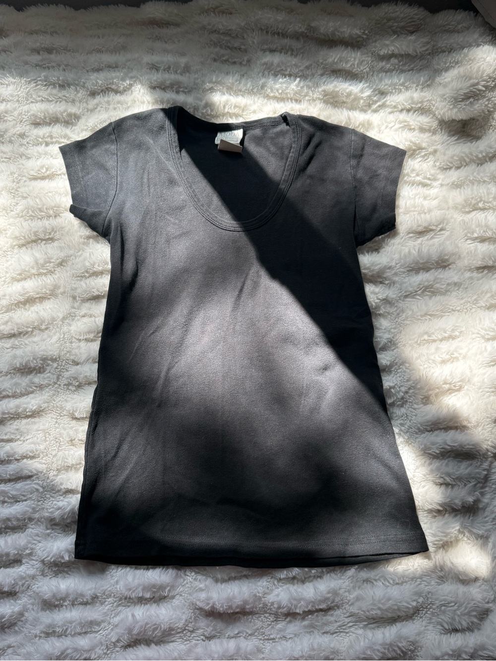 Moda International Black Scoop Neck Short Sleeve Tee - Slim Fit